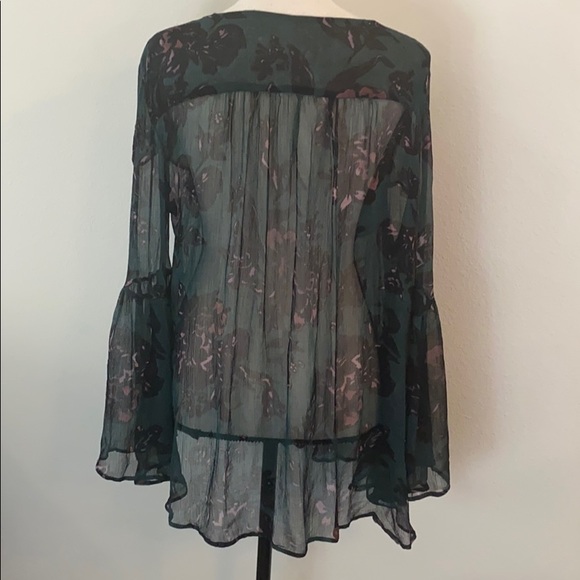 Anthropologie Teal and Purple Sheer Blouse - Picture 5 of 7